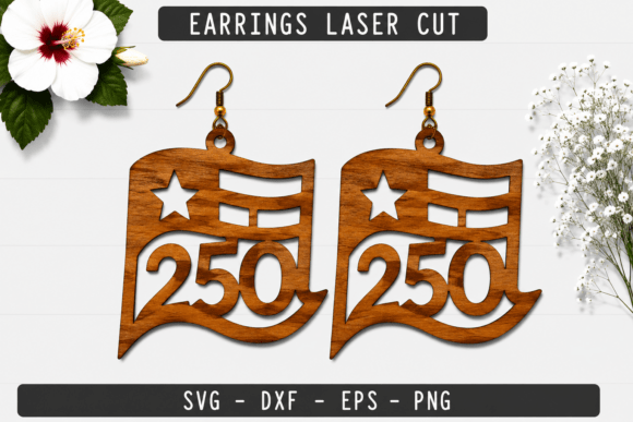 250th Flag Earring SVG Laser Cut File