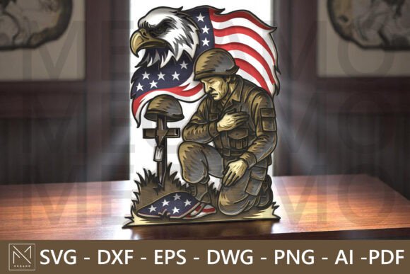 4th of July Fallen Soldier Laser Cut SVG