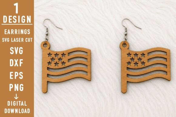 4th of July Flag Earrings SVG Cut File