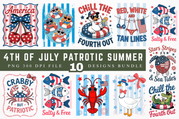 4th of July Patriotic Summer Sublimation Graphics