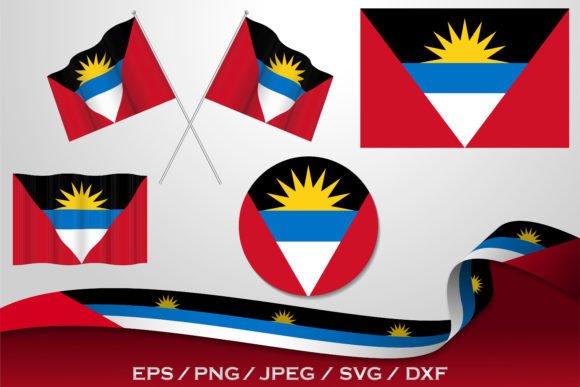 Antigua and Barbuda Flags Graphics for Branding
