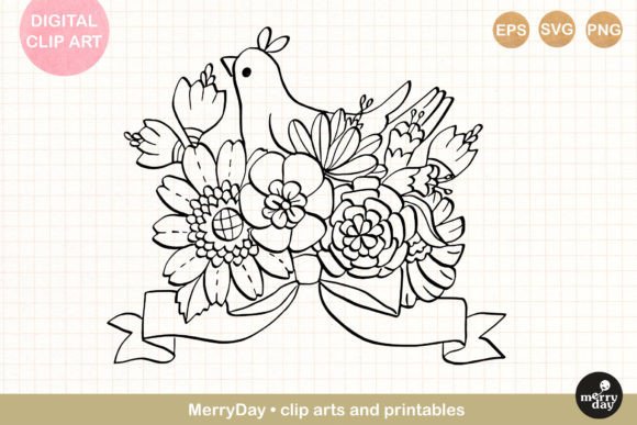 Bird Flower Line Art No. 10: Graphics and Illustrations for Creative Publishing