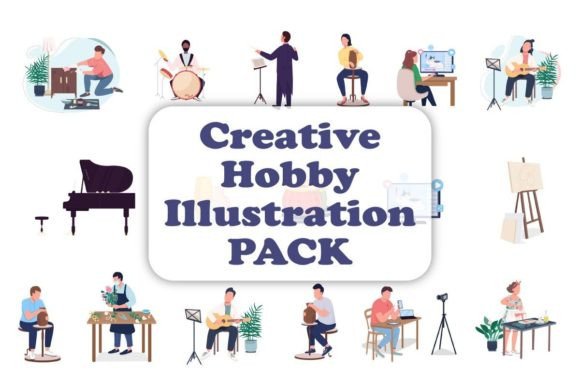 Creative Hobby Faceless Characters Set: Graphics for Local Branding