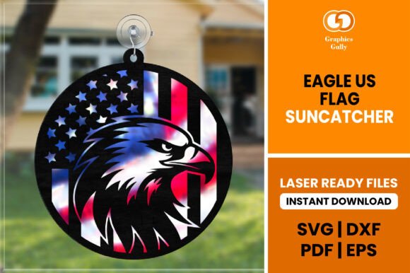Eagle Flag Suncatcher SVG: Laser Cutting & Ornaments