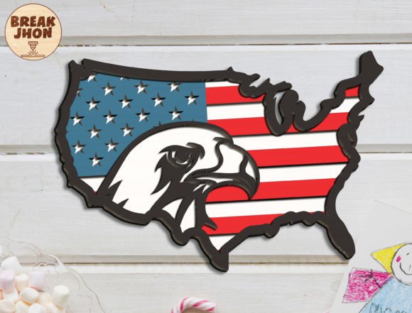 Eagle USA Map American Flag Sign Svg