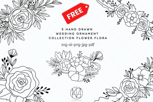 Free Hand Drawn Wedding Ornament Graphics