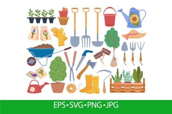 Gardening Tools, Spring Garden Graphics
