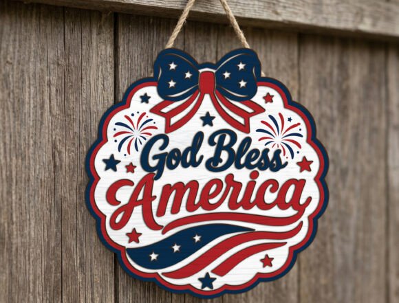God Bless America Bow Door SVG File