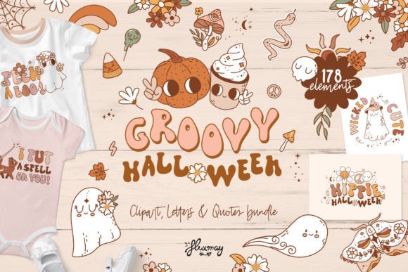 Groovy Retro Halloween - Clipart Bundle