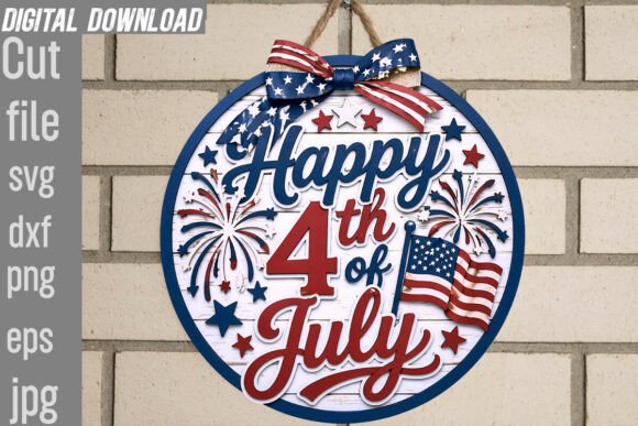 Happy 4th of July PNG, Patriotic Door Graphics