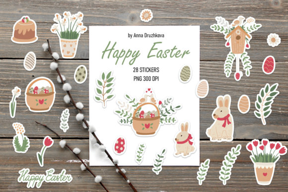 Happy Easter Stickers PNG: Graphics for Creative Publishing