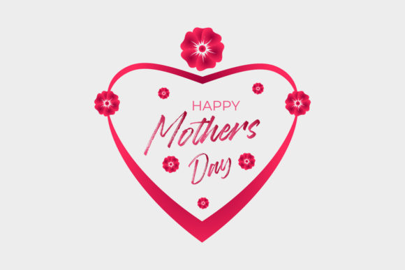 Happy Mothers Day Lettering with Heart Graphics