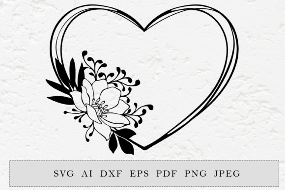 Heart Frame with Magnolia Flower, Cut Fi