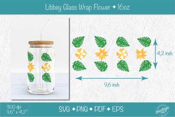 Libbey Glass Wrap with Groovy Flower