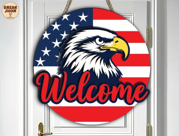 Patriotic Eagle Welcome Sign SVG