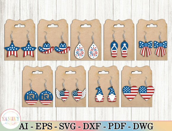 Patriotic Earring Laser Cut SVG Bundle