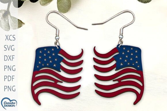 Patriotic Flag Earrings Laser Cut