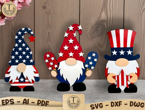 Patriotic Gnome Laser Cut File Svg