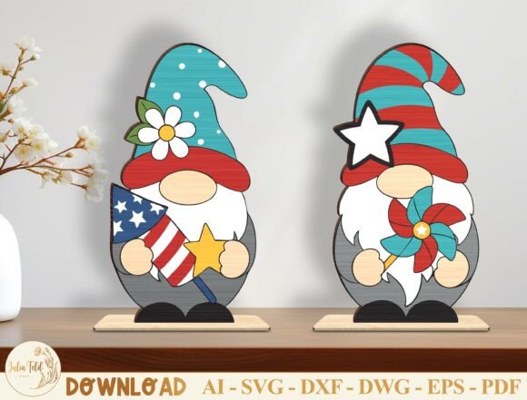 Patriotic Gnome Laser Cut SVG Bundle