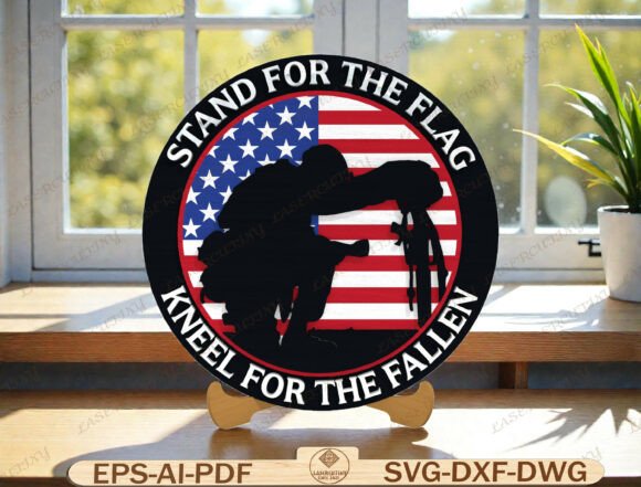 Patriotic Military Round Sign Laser Cut Graphics
