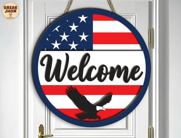 Patriotic Welcome Sign SVG for Laser Cutting & Other Celebrations