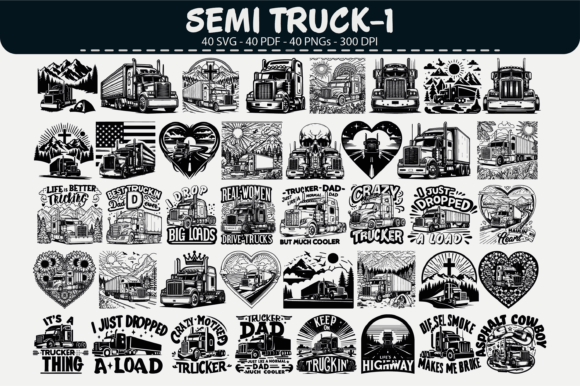 Semi Truck Vector Pack – 40 Designs