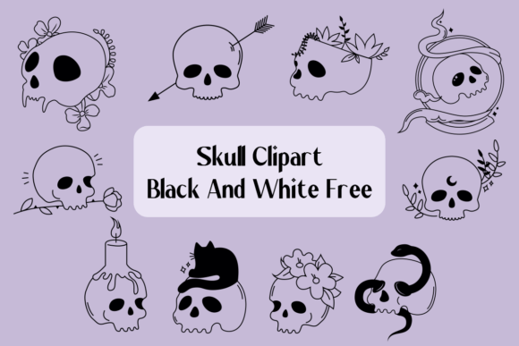 Skull Clipart Black and White Free