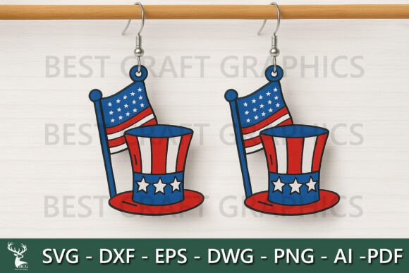Uncle Sam Hat Earrings SVG