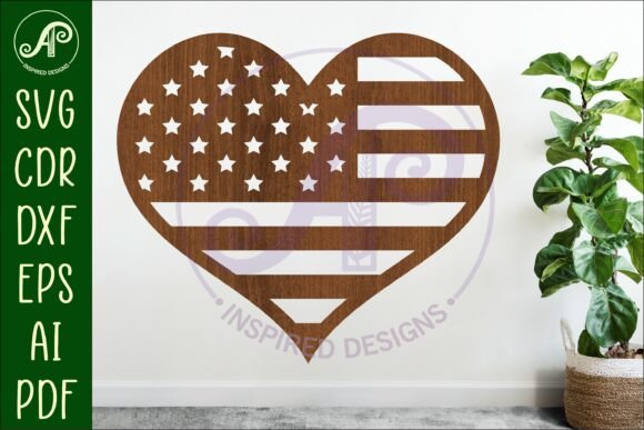USA Flag Heart Wall Sign, SVG File