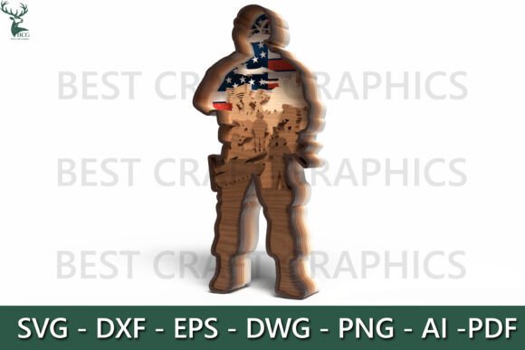 USA Soldier Laser Cut File for Wall Decor
