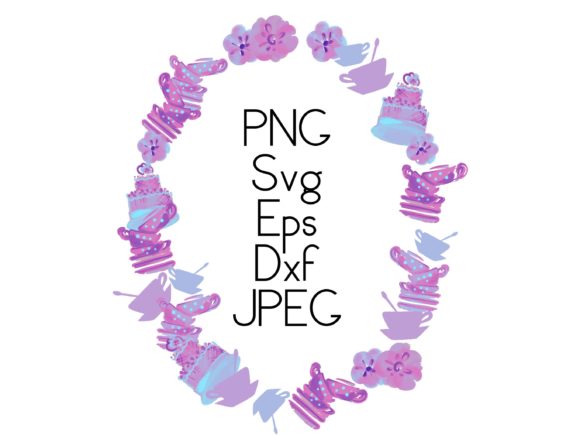 Watercolour Wreath of Cups Svg, Graphics